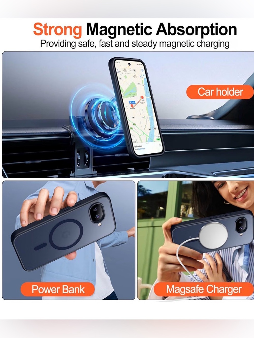 📱google Pixel 10A Magnetic Ring Protective Case - BLACK translucent matte